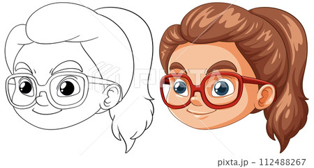 Girl with Glasses Vector Illustration Girl with Glasses Vector Illustration 112488267