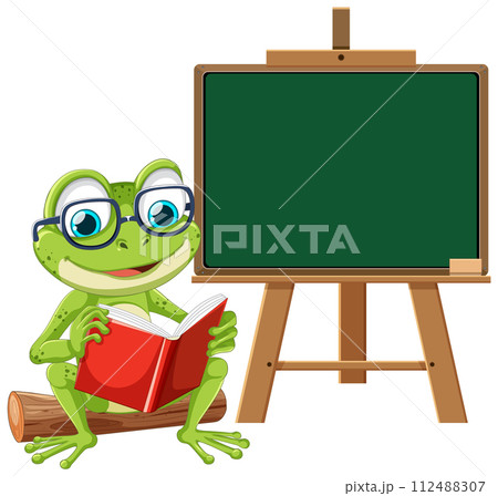Frog Professor with Chalkboard Illustration 112488307