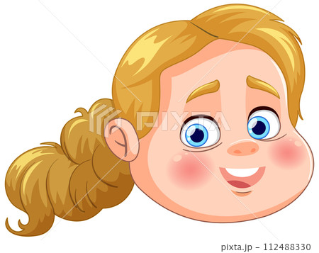 Cheerful Young Girl Vector Portrait Cheerful Young Girl Vector Portrait 112488330