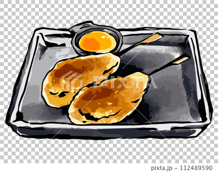居酒屋の鶏つくね　手描きイラスト 112489590