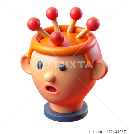 3D model of a head with agitation 112489627