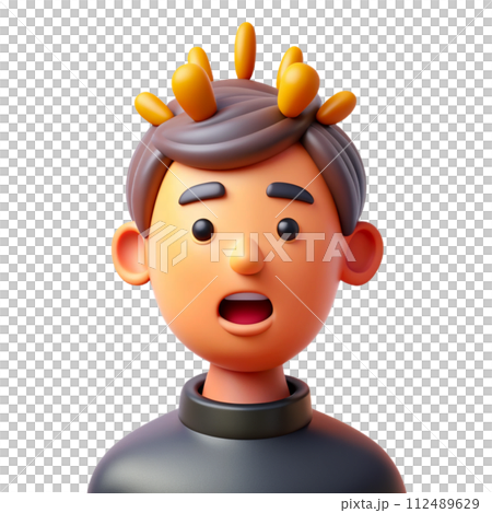 3D model of a head with agitation 112489629