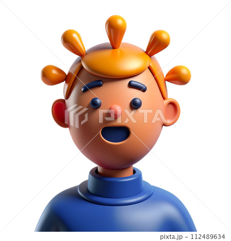 3D model of a head with agitation 3D model of a head with agitation 112489634