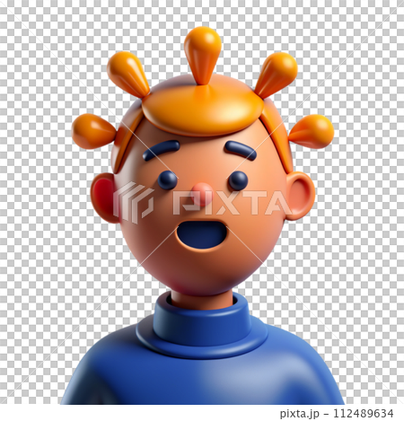 3D model of a head with agitation 3D model of a head with agitation 112489634