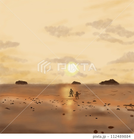 romantic sunset on the beach romantic sunset on the beach 112489884