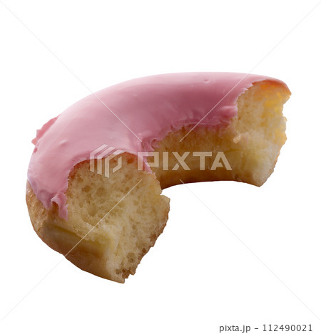 Sweet strawberry donuts isolated on a white background Sweet strawberry donuts isolated on a white background 112490021