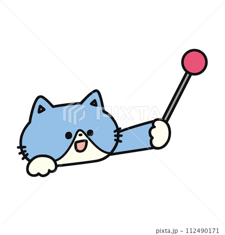 指し棒を持ったかわいい猫 112490171