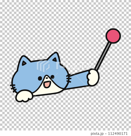 指し棒を持ったかわいい猫 112490171
