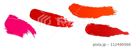 Red and pink lipstick or nail polish swatch. 112490560