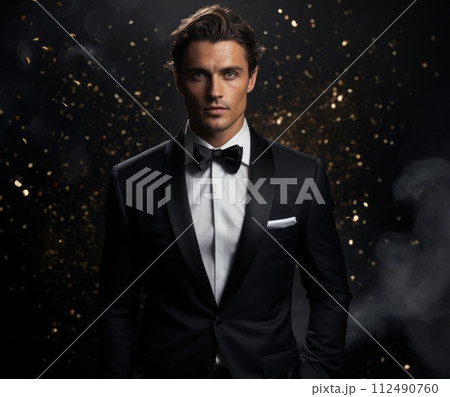 Timeless elegance: men in tuxedos showcase refined style, sophistication, and classic charm, embodying the epitome of formal fashion for special events, celebrations, and black-tie occasions. Timeless elegance: men in tuxedos showcase refined style, sophistication, and classic charm, embodying the epitome of formal fashion for special events, celebrations, and black-tie occasions. 112490760