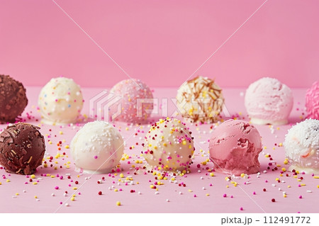 AI Generated colorful ice cream, frozen yogurt for creative design. 112491772