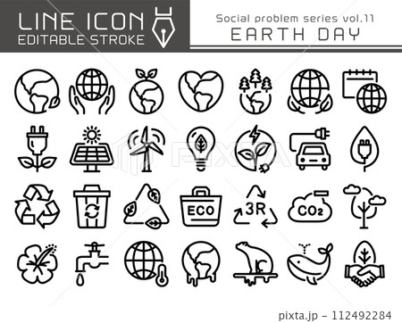 ラインアイコン　社会問題シリーズvol.11　アースデー 112492284