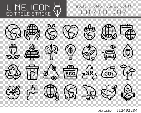 ラインアイコン　社会問題シリーズvol.11　アースデー 112492284