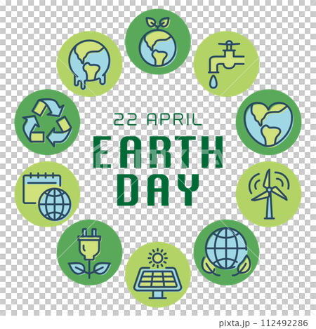 Earth Day Round Frame Logo 112492286