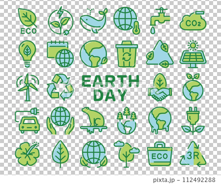 アースデー カラフルなアイコンセット アースデー カラフルなアイコンセット 112492288