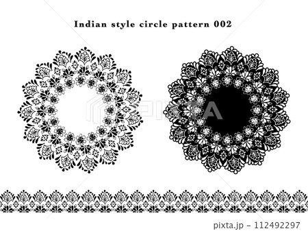 インド風円形レース模様素材 002 112492297