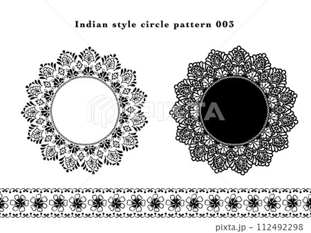 インド風円形レース模様素材 003 インド風円形レース模様素材 003 112492298