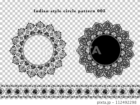インド風円形レース模様素材 003 インド風円形レース模様素材 003 112492298
