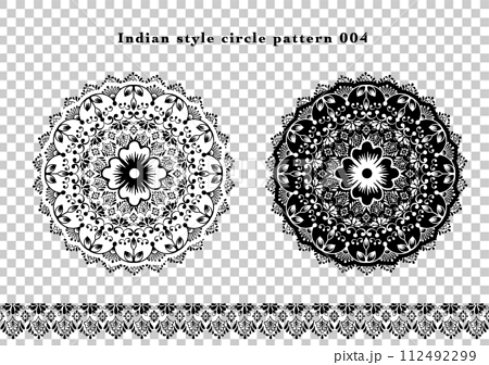 インド風円形レース模様素材 004 112492299