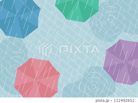 雨の中上から見た傘のベクターイラスト 雨の中上から見た傘のベクターイラスト 112492652