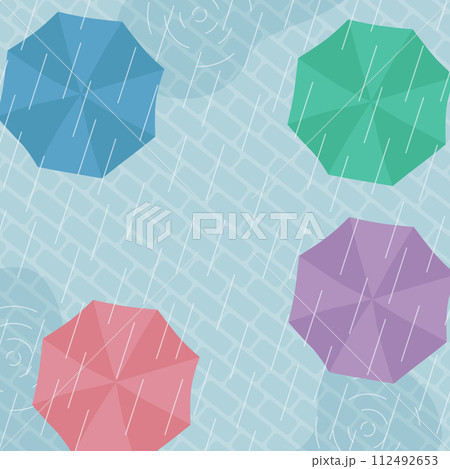 雨の中上から見た傘のベクターイラスト 雨の中上から見た傘のベクターイラスト 112492653