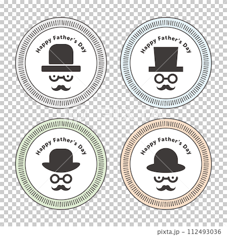父の日のお洒落な紳士のシルエットと円フレームのセット 112493036