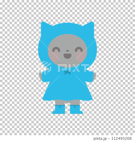 レインコートを着たねこのイラスト 112493208