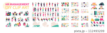 a bunch of people are standing next to each other on a white background . High quality 112493209