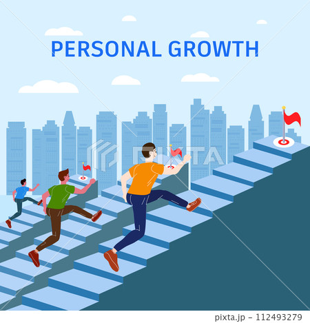 Personal Growth Career achieve goal, advancement concept Personal Growth Career achieve goal, advancement concept 112493279