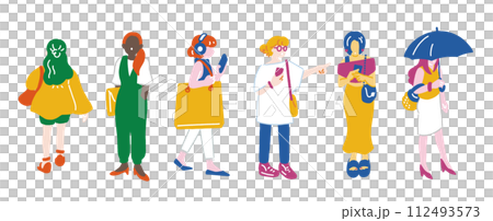 街の人々（カラー）　夏、若い女性 112493573