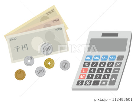 お金と電卓のイラスト 112493601