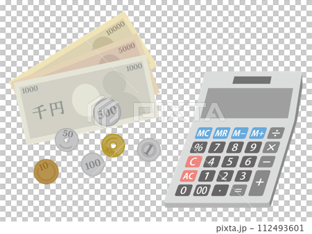 金錢和計算器的插圖 金錢和計算器的插圖 112493601