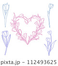 set of hand drawn colored outline drawing flowers 112493625