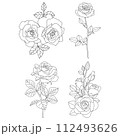 set of roses minimal line drawing png 112493626