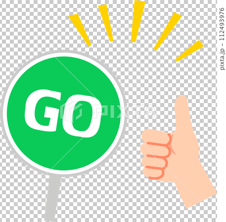GO sign and hand with thumbs up, go sign 112493976