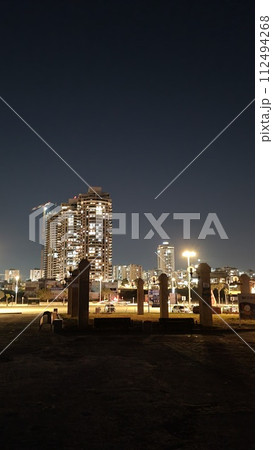 Asian sea coast at night 03 112494268