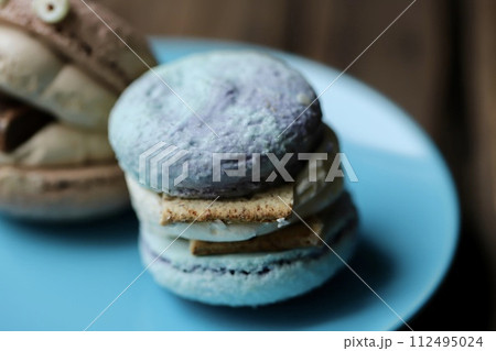 韓国スイーツのクリームチーズトゥンカロンとチョコトゥンカロン 韓国スイーツのクリームチーズトゥンカロンとチョコトゥンカロン 112495024
