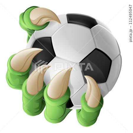 Soccer Football Ball Claw Cartoon Monster Hand 112495047