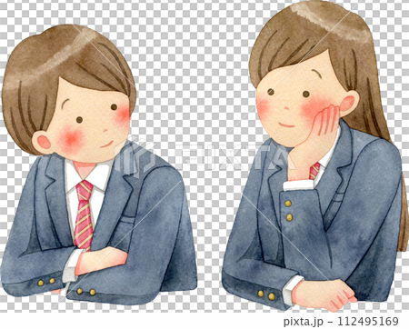 相談をする女子生徒たち(中学生・高校生)の水彩イラスト 112495169