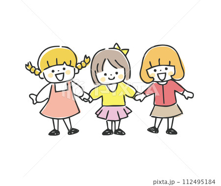 手を繋ぐ女の子のイラスト 112495184