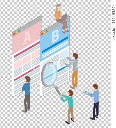 人們進行 AB 測試的插圖 112495894
