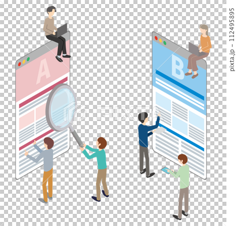 人們進行 AB 測試的插圖 112495895