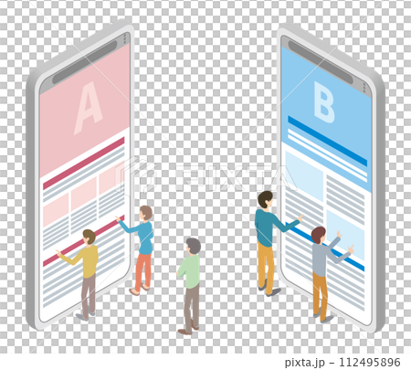 ABテストをしている人たちのイラスト ABテストをしている人たちのイラスト 112495896