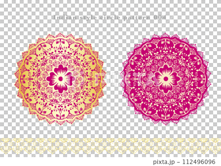 印度風格圓形花邊圖案材質顏色004 112496096
