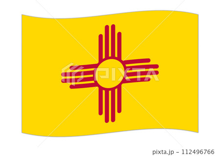 Waving flag of the New Mexico state. Vector illustration. Waving flag of the New Mexico state. Vector illustration. 112496766