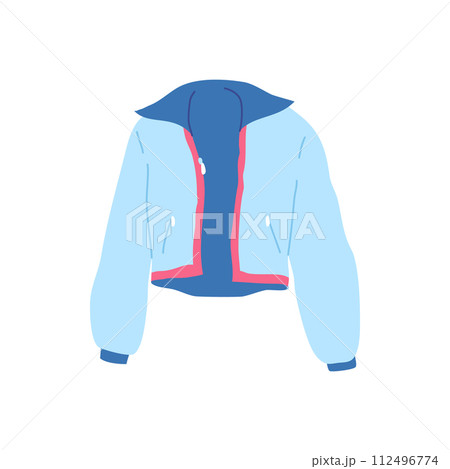 Cartoon Clothes Male Blue Jacket Concept Flat Design Style Isolated on a White Background. Vector illustration 112496774