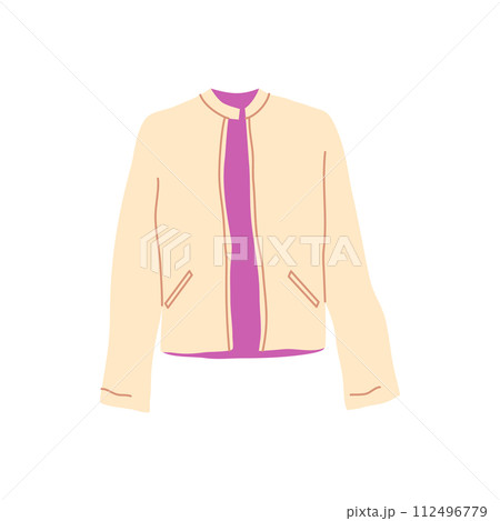 Cartoon Clothes Male Beige Jacket Concept Flat Design Style Isolated on a White Background. Vector illustration 112496779