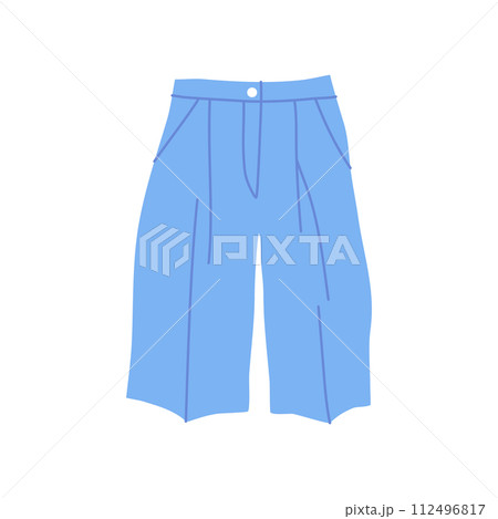 Cartoon Clothe Female Blue Denim Short Concept Flat Design Style Isolated on a White Background. Vector illustration Cartoon Clothe Female Blue Denim Short Concept Flat Design Style Isolated on a White Background. Vector illustration 112496817
