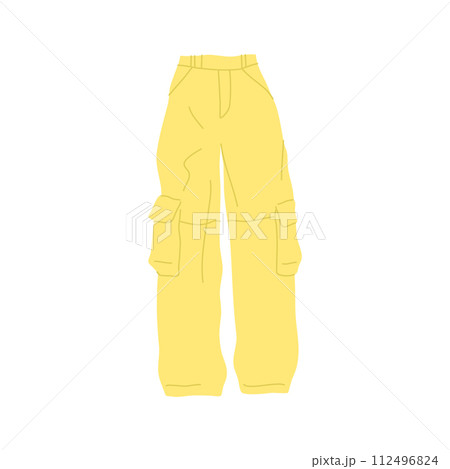 Cartoon Clothe Female Yellow Cargo Pant Concept Flat Design Style Isolated on a White Background. Vector illustration 112496824
