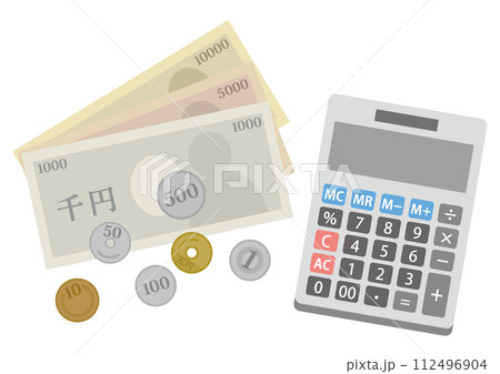 お金と電卓のイラスト_2 112496904